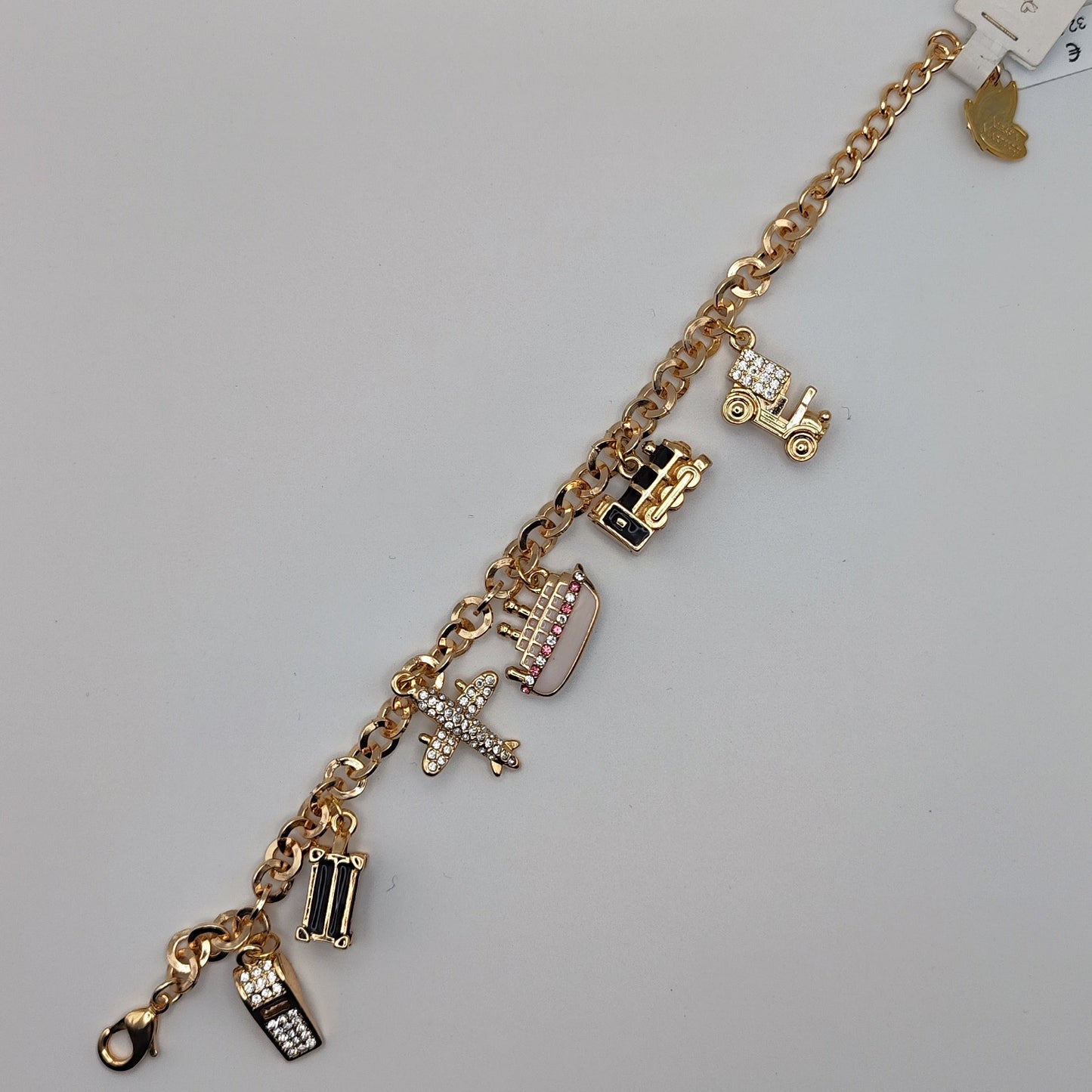 Bracciale in acciaio con zirconi e smalto