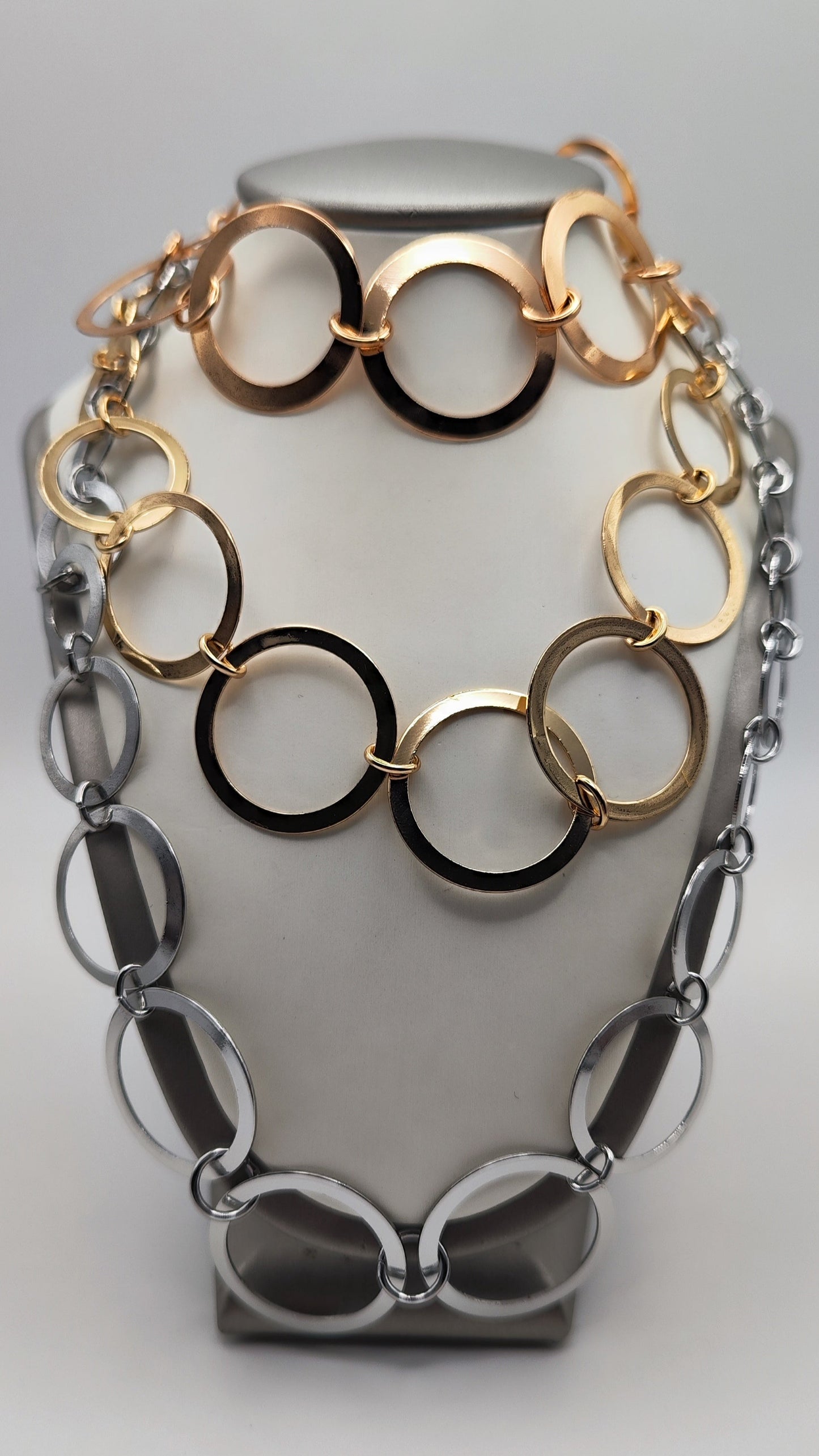 Collana in acciaio liscio bicolore