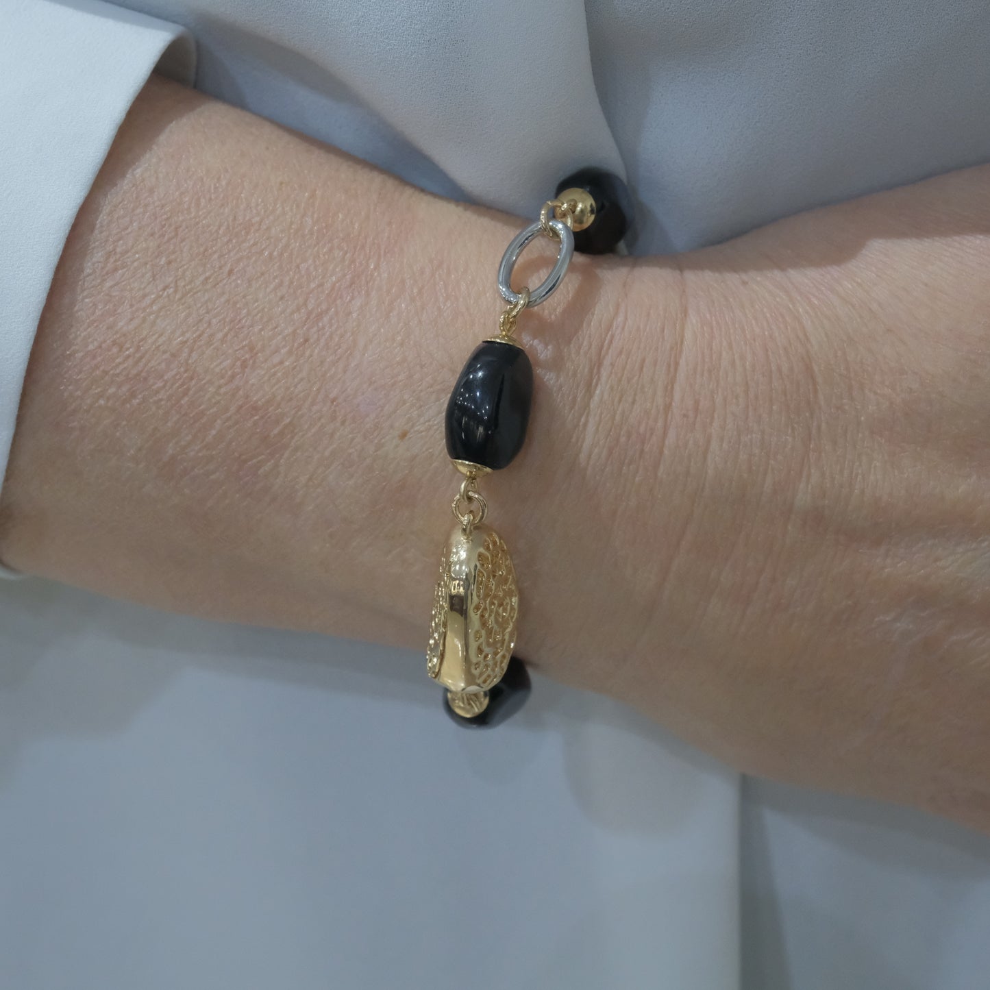 Bracciale in acciaio e pietre dure