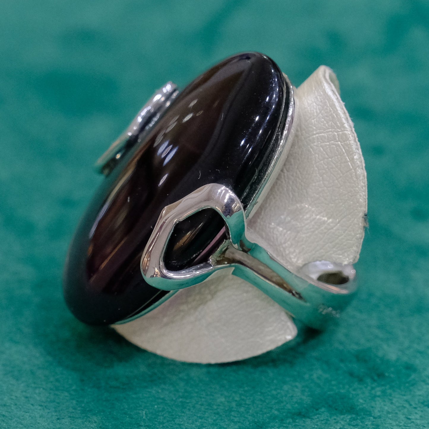 Anello in argento 925, regolabile, con pietra dura