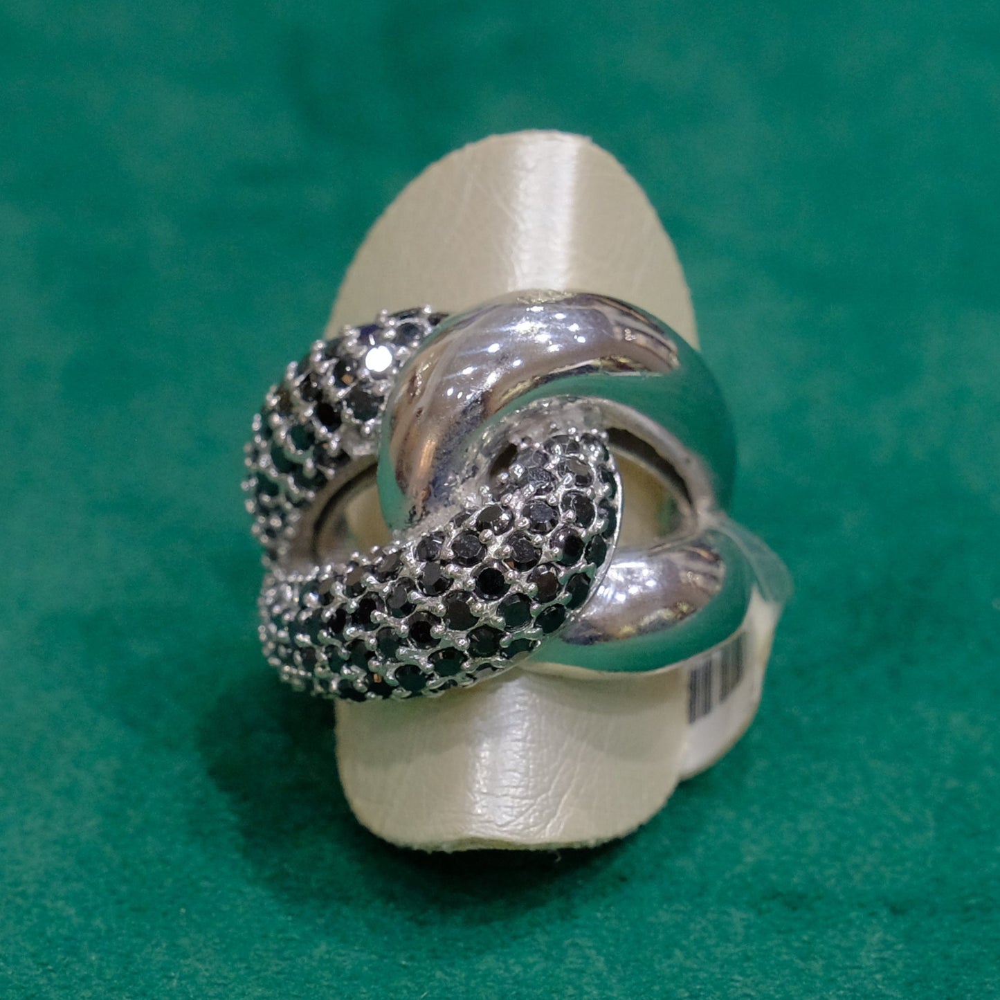 Anello in argento 925, regolabile, con pietre nere