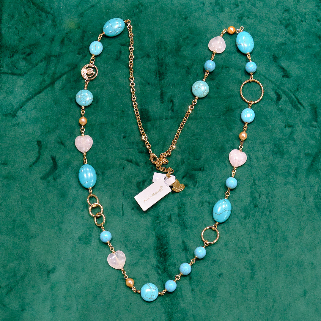 Collana in acciaio e pietre dure