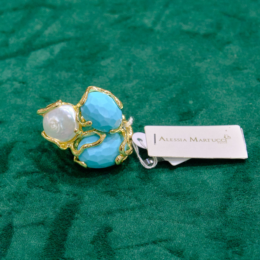 Anello in acciaio e pietre dure