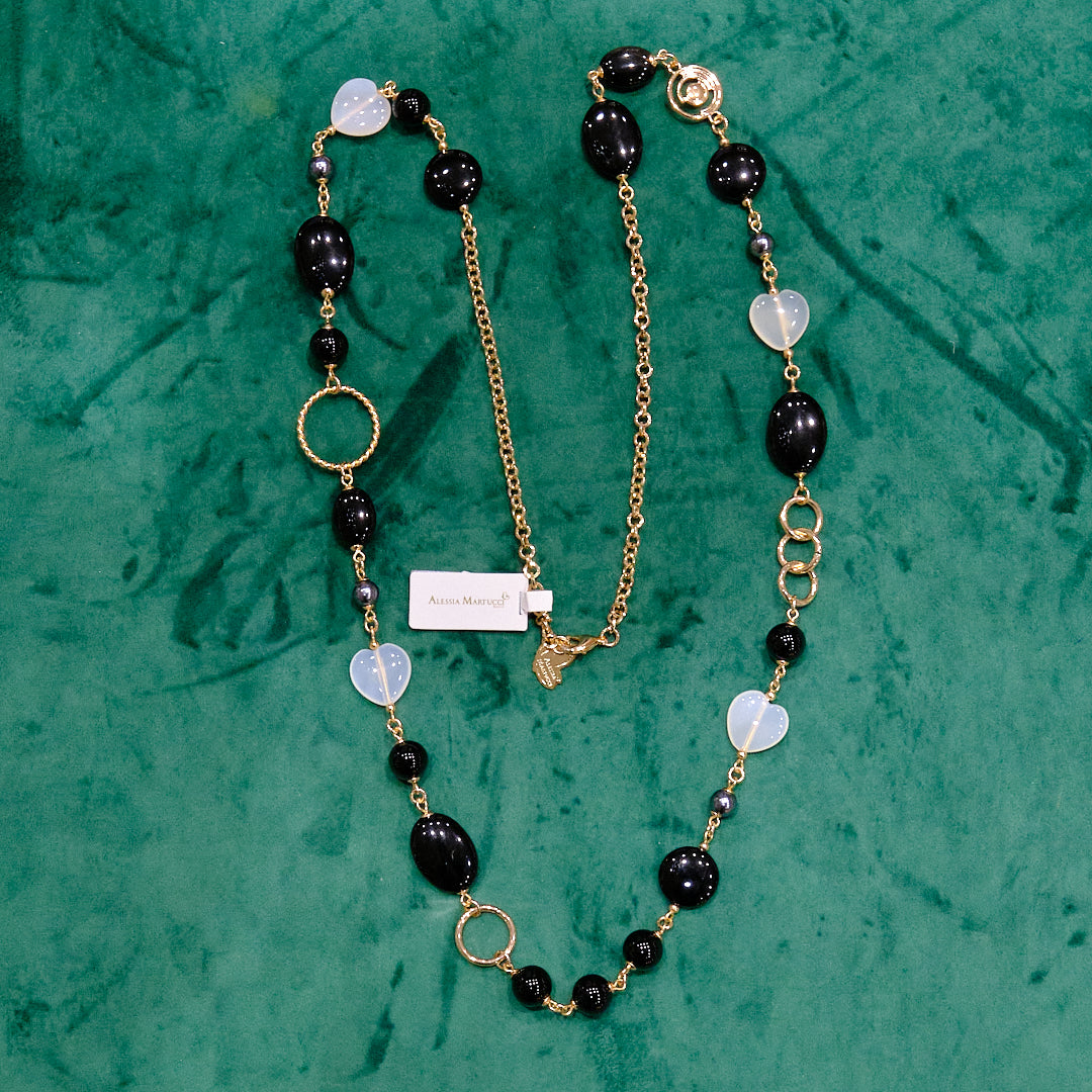 Collana in acciaio e pietre dure