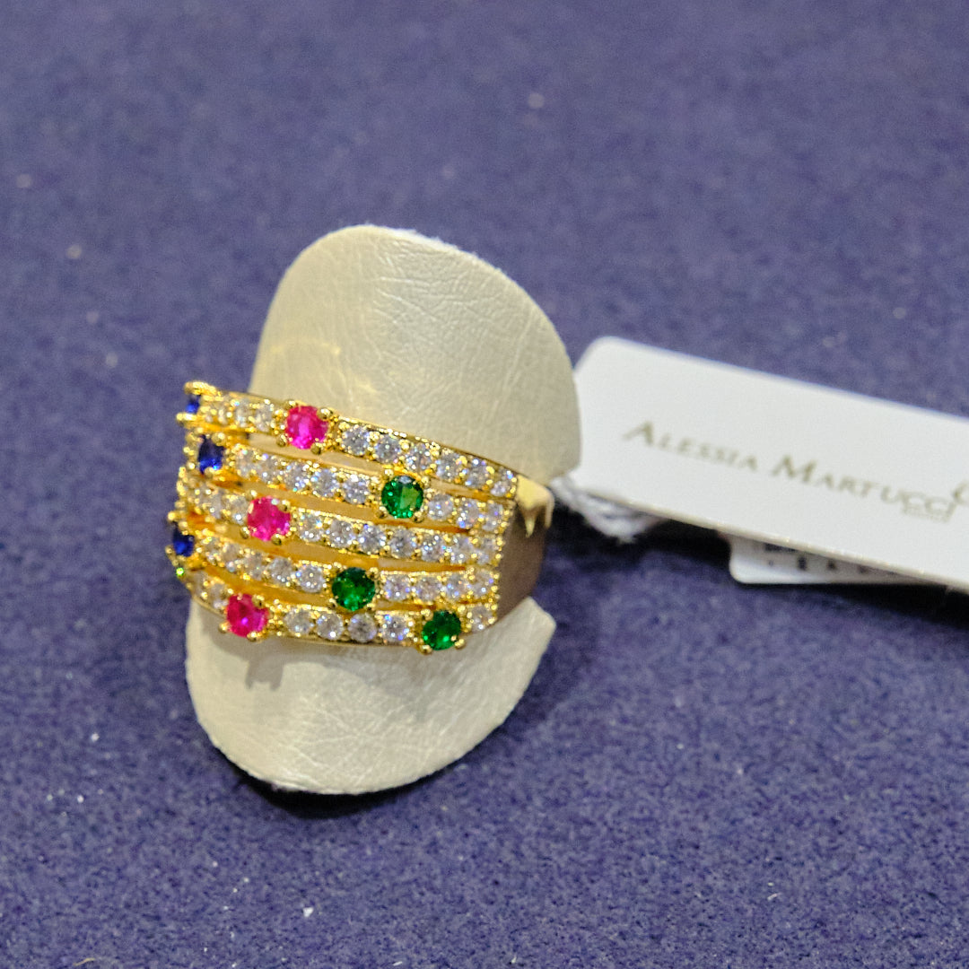 Anello in acciaio e zirconi