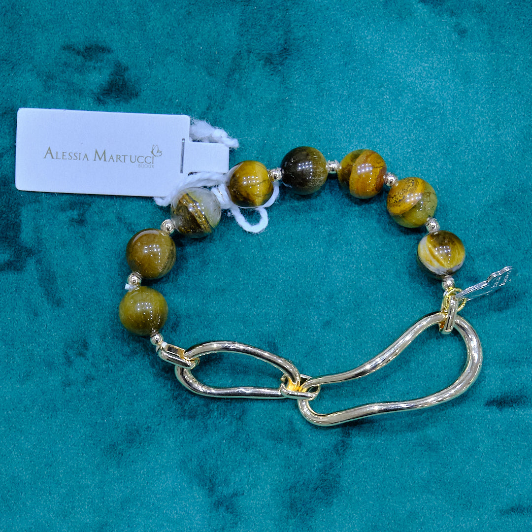 Bracciale elastico in acciaio e pietre dure