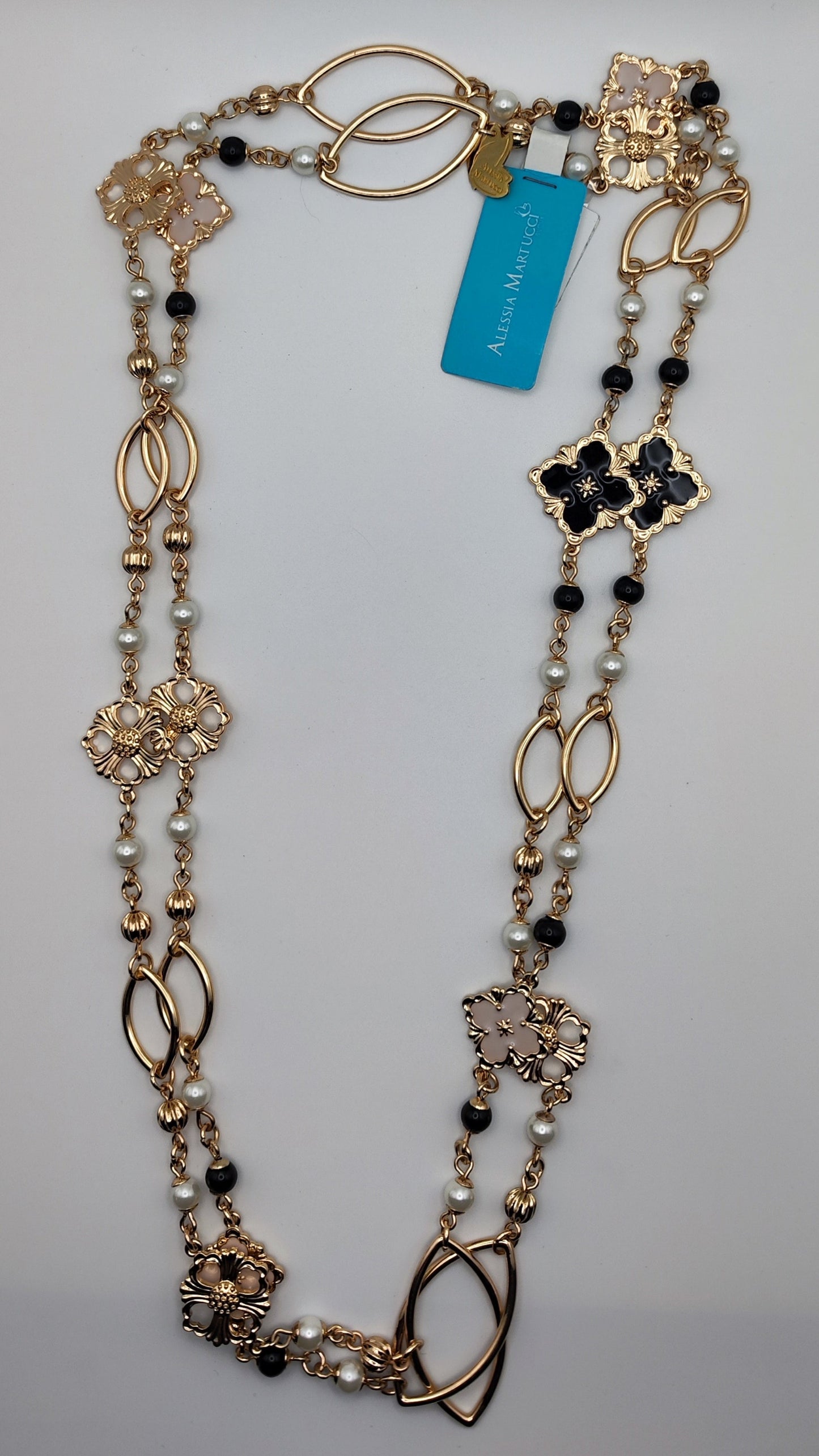Collana in acciaio liscio, satinato e smalto