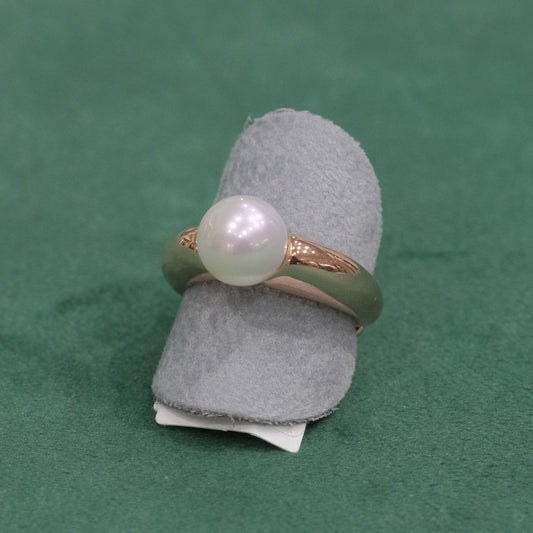 Anello in argento 925, regolabile, con perla sintetica