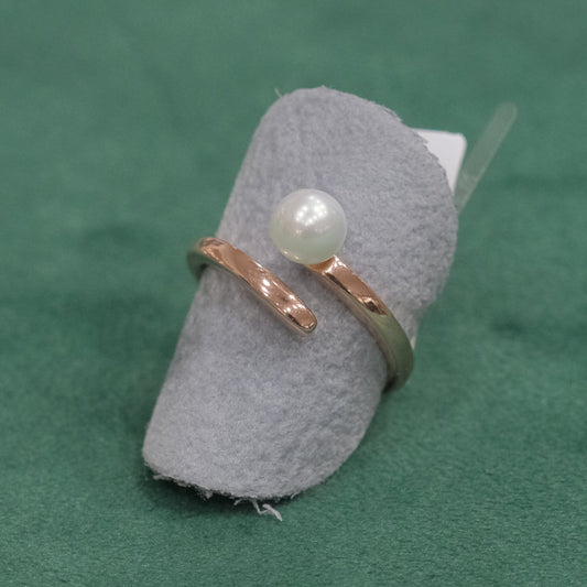 Anello in argento 925, regolabile, con perla sintetica