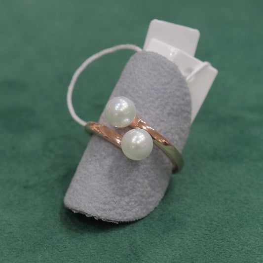 Anello in argento 925, regolabile, con perle sintetiche