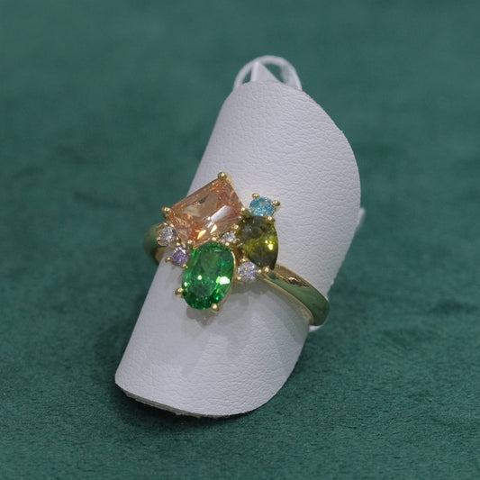 Anello in argento 925, regolabile, con pietre dure