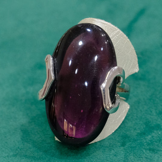Anello in argento 925, regolabile, con pietra dura