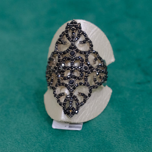 Anello in argento 925, misura n°17, con pietre dure nere