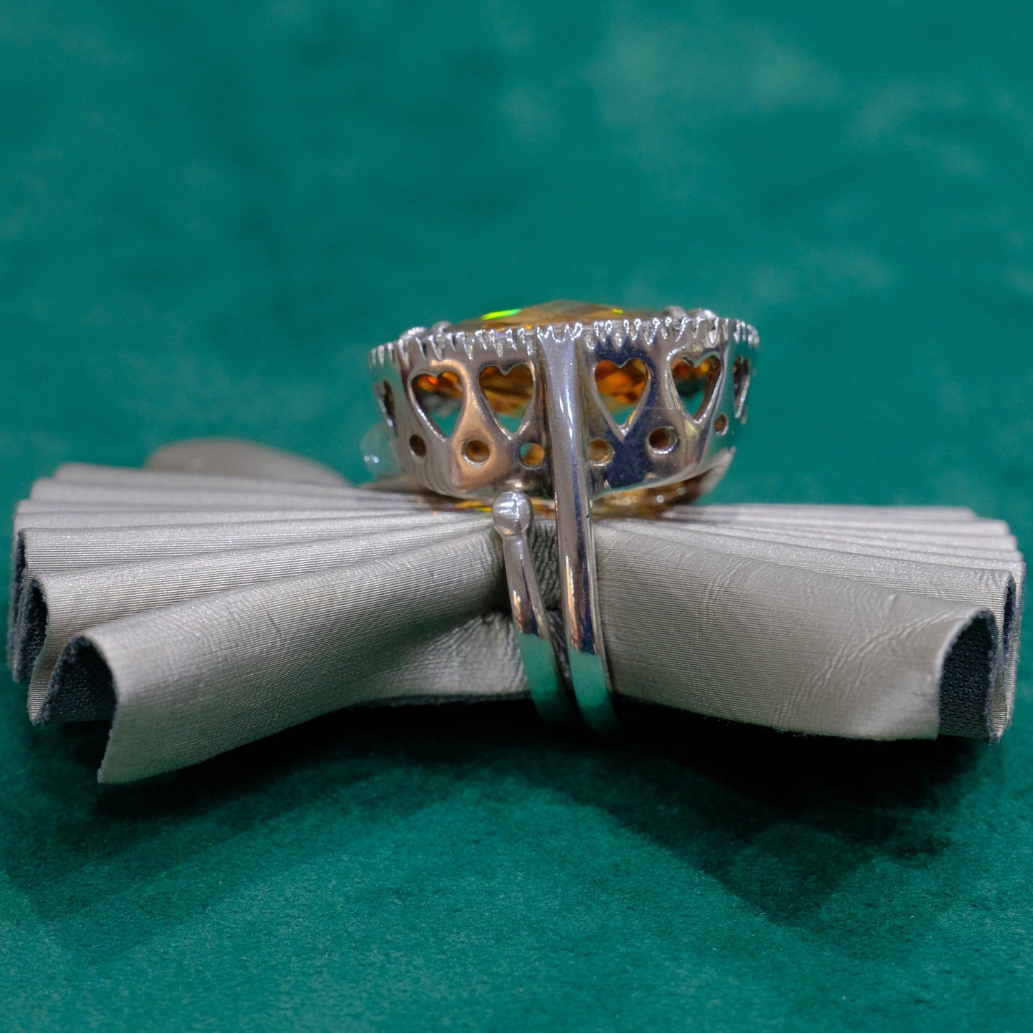 Anello in argento 925, regolabile, con zirconi e pietra dura